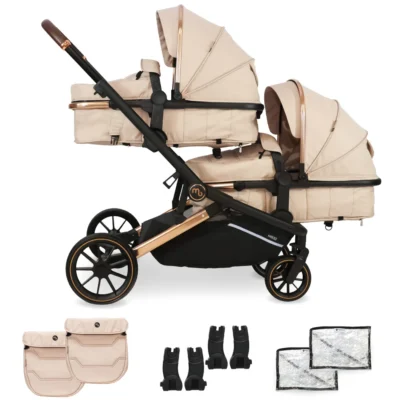 My Babiie MB33 TANDEM PUSHCHAIR – Giraffe – 2in1 with Accessories MB33DDGF